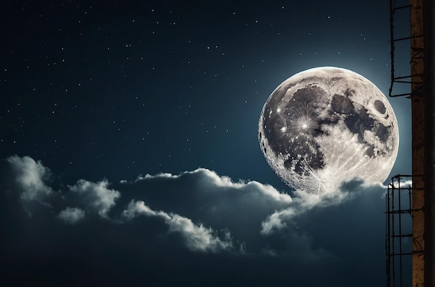 La luna piena che sbircia attraverso le fessure delle nuvole