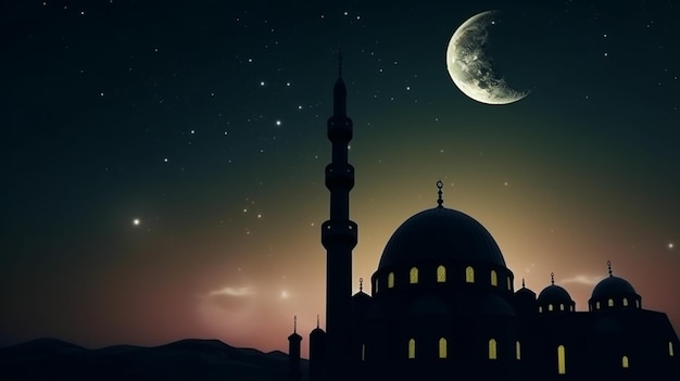 La luna splende sulla moschea