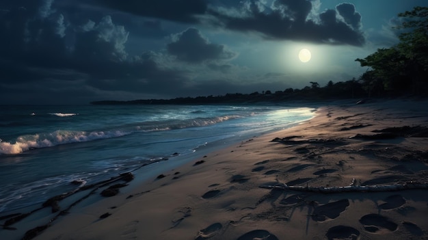 La luna splende sulla spiaggia