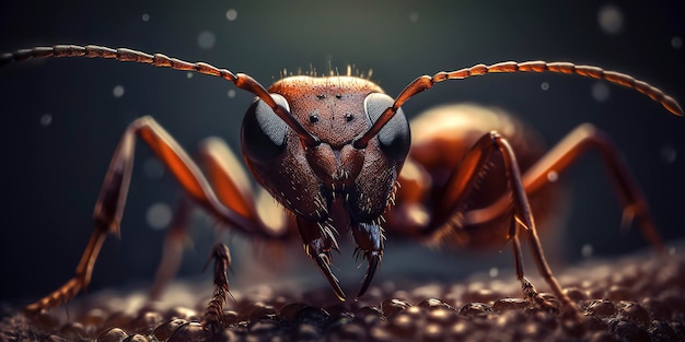 La macrofotografia dà vita al complesso mondo di una formica all'aria aperta Generative AI