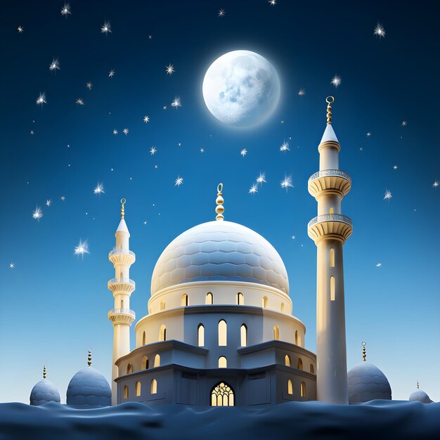La maestà celeste illuminata dalla luna Moschee minareti illuminati dalla luna Una serie di moschee celesti Paesaggi notturni del divino