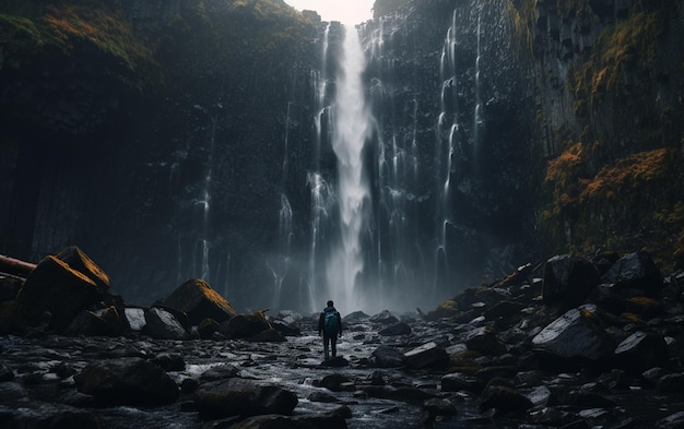 La maestosità della natura Sperimentando la potenza di una cascata remota