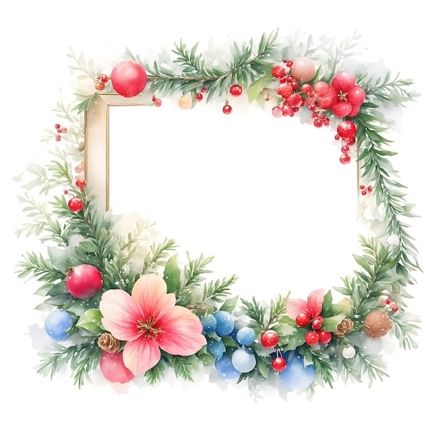 La magia delle ghirlande di Natale cornici floreali ad acquerello suggestive