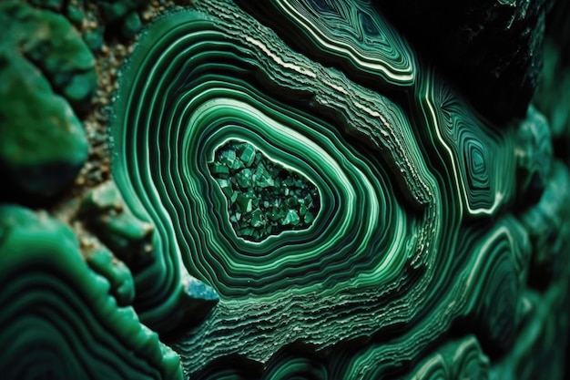 La malachite in verde una trama di pietra decorativa Macro