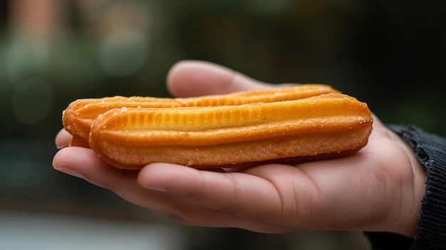 La mano che tiene un Churros messicano