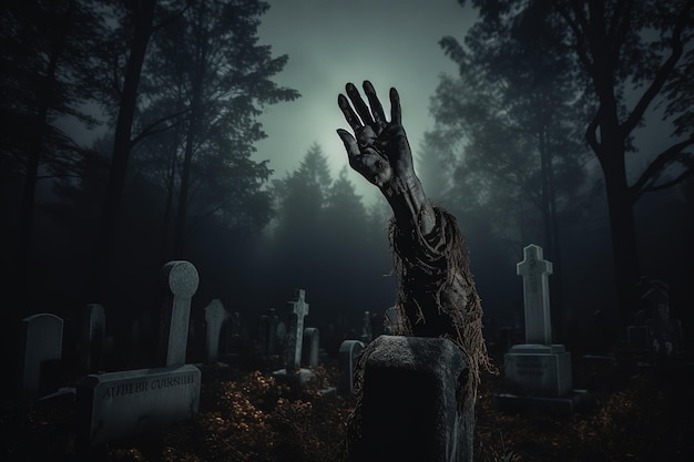 La mano degli Zombie che si alza dal cimitero