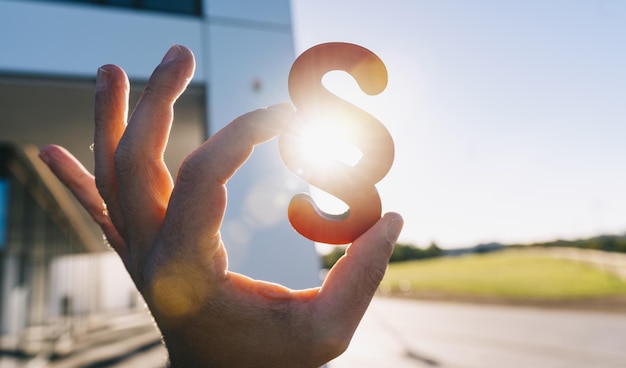 La mano tiene il paragrafo al sole in segno di giustizia