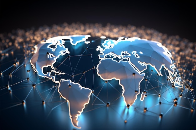 La mappa del mondo come simbolo del concetto di rete e Internet