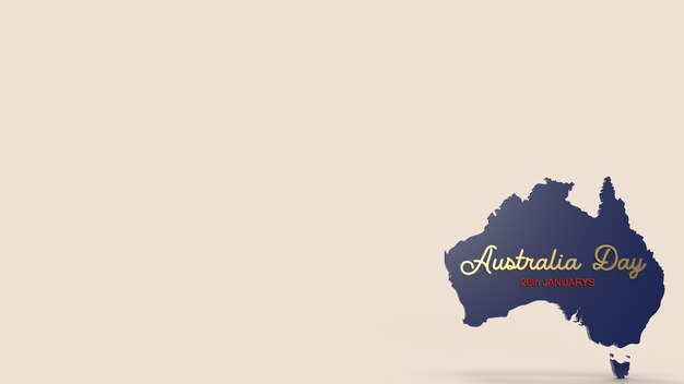La mappa dell'Australia e la parola per il rendering 3d dei contenuti di vacanza.