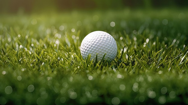 La mazza da golf e la palla nell'erba andiamo a giocare a golf Generative Ai
