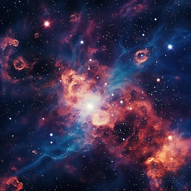 La meravigliosa nebulosa celeste e le galassie nell'infinito spazio esterno