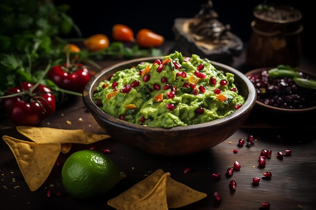 La migliore fotografia di cibo per ricette vegane con guacamole