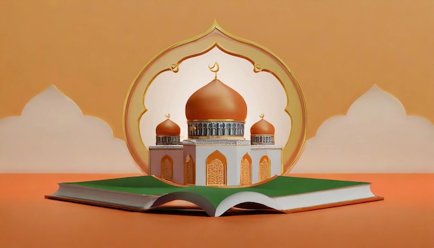 La moderna e colorata moschea d'arte 3D