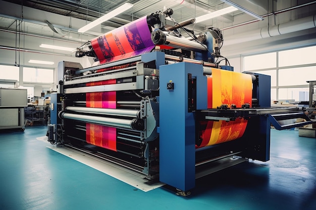 La moderna macchina da stampa crea documenti colorati in casa
