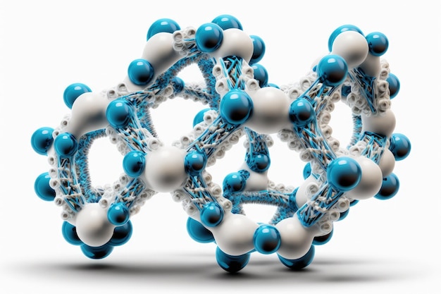 La molecola del DNA in blu su sfondo bianco