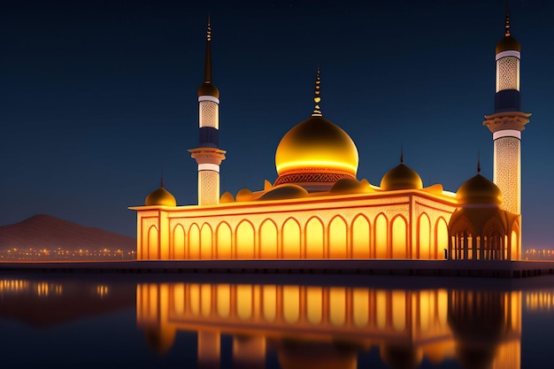 La moschea d'oro nella notte