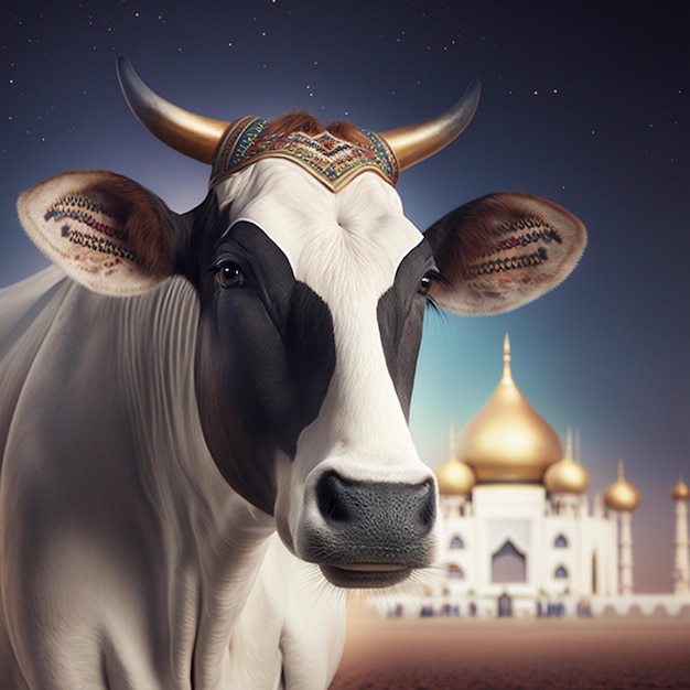 La mucca Eid alAdha vendita socail post commerciante di bestiame foto di sfondo AI Generato