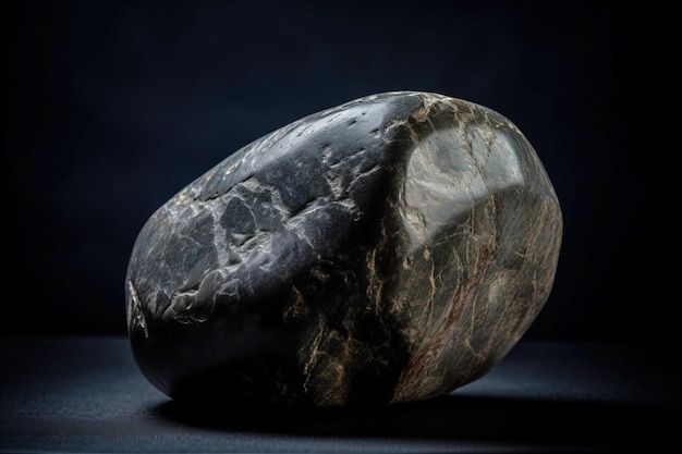 La musgravite è una rara pietra geologica naturale preziosa su uno sfondo nero in chiave bassa alla moda