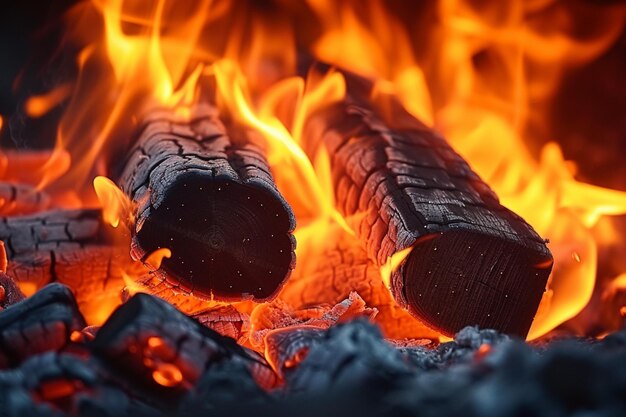 La natura fornace il legno in fiamme creando un falò caldo e vibrante