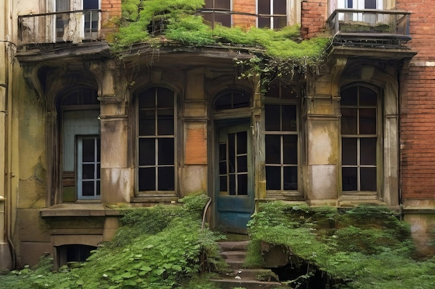 La natura rivendica le rovine Vecchi edifici abbracciati dalla bellezza della natura Stupendo mix di decadimento