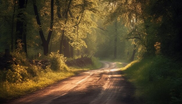 La nebbia misteriosa vela la foresta autunnale in una bellezza tranquilla generata dall'intelligenza artificiale