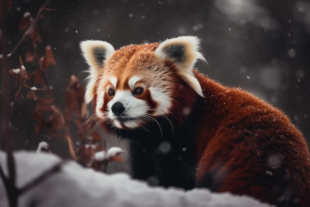 La neve invernale del panda rosso genera Ai