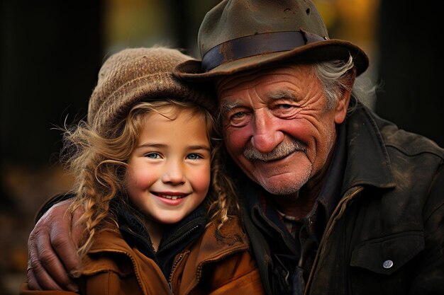 La nipote e il nonno nel parco della città