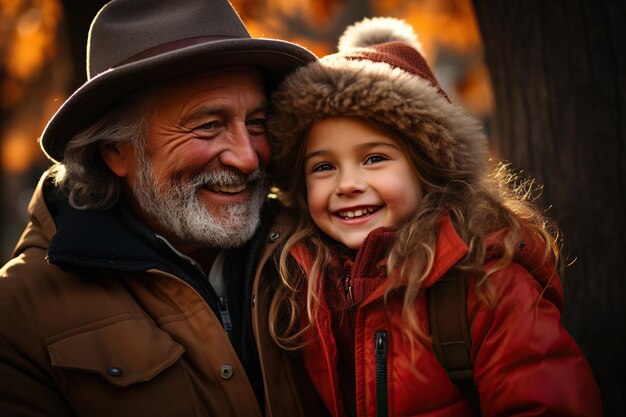 La nipote e il nonno nel parco della città