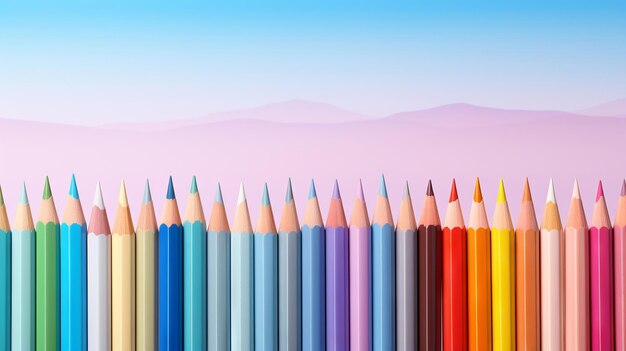 La nitidezza crescente delle matite pastello su uno sfondo pastello soleggiato
