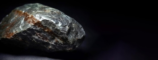 La normandite è una rara pietra naturale preziosa su uno sfondo nero generata dall'AI.
