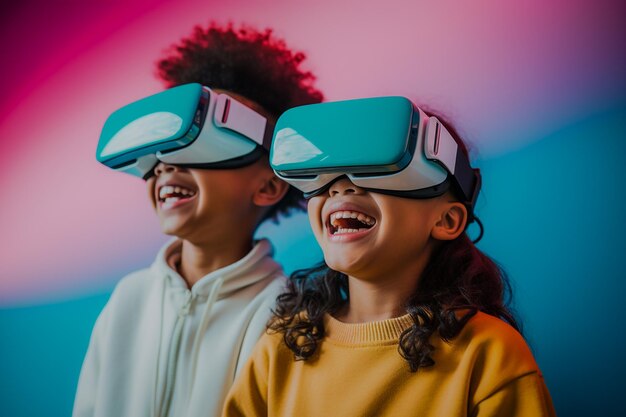 La nuova generazione di bambini che usano le cuffie VR per immergersi nei nuovi mondi di giochi VR Gen Alpha Digital Native