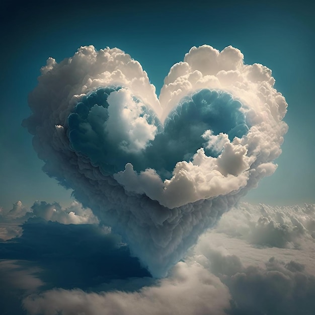 La nuvola a forma di cuore è nel cielo