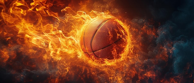 La pallacanestro inghiottita da intense fiamme e fumo