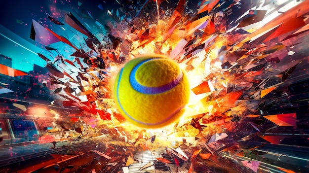 la pallina da tennis rompe il vetro colorato