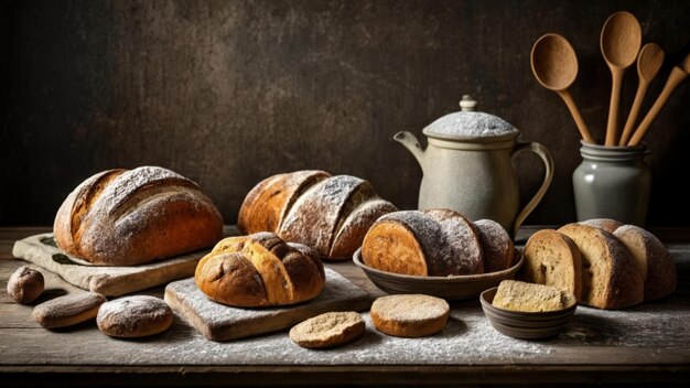 La panetteria delizia una selezione di pane appena cotto