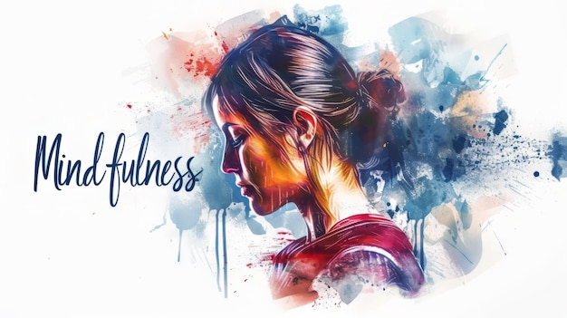 La parola Mindfulness creata nella pittura digitale