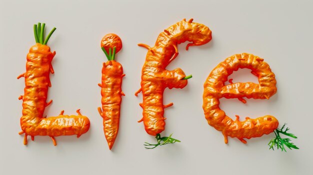 La parola vita creata in Baby Carrot Typography