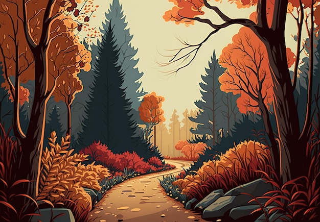 La passeggiata attraverso il bosco in autunno con le foglie che cambiano colore