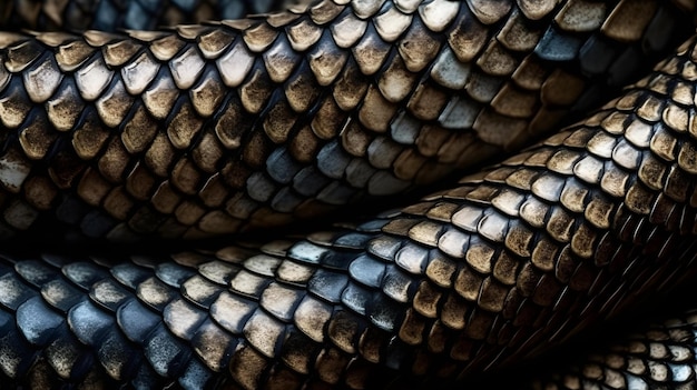 La pelle di serpente squama il design della texture di sfondo IA generativa