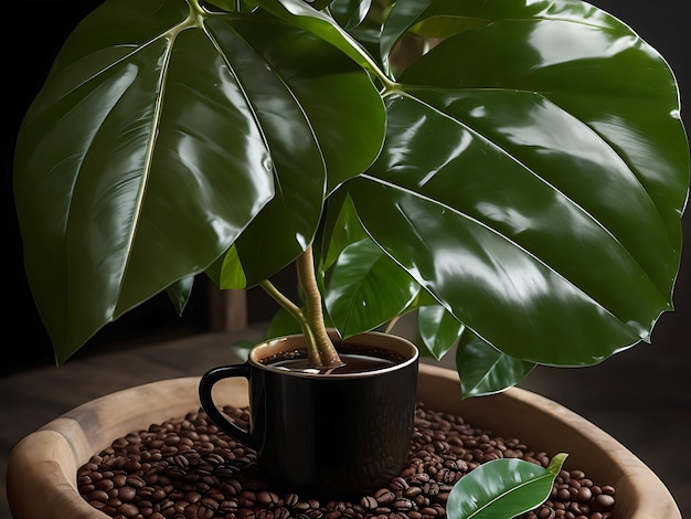 La pianta di caffè della foresta pluviale amazzonica Coffea arabica