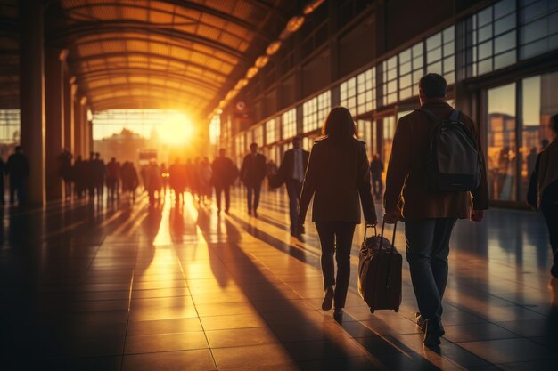 La piattaforma della stazione ferroviaria, la gente che aspetta il treno.