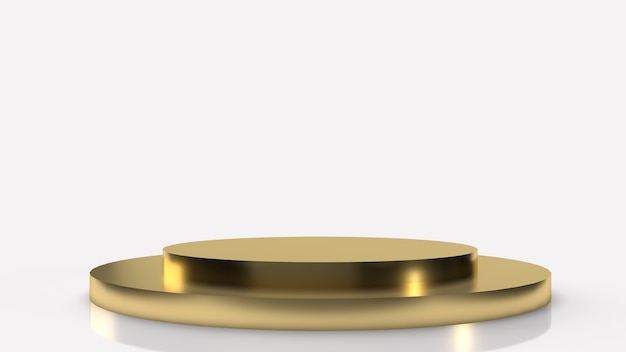 La piattaforma podio d'oro su sfondo bianco rendering 3d