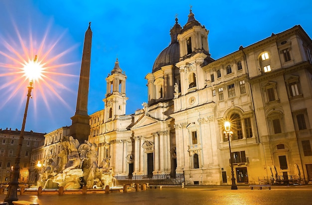 La Piazza Navona di notte Roma Italia