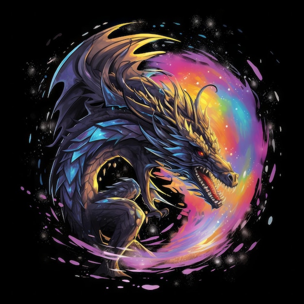 La pioggia notturna del drago ruota i colori