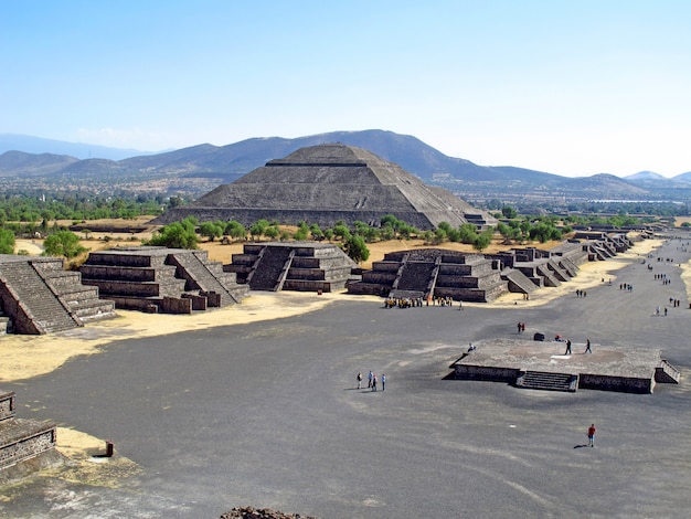 La piramide del sole nelle antiche rovine degli Aztechi, Teotihuacan, Messico