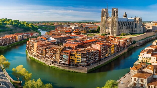 La pittoresca vista di Girona con il fiume