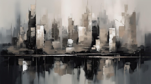 La pittura minimalista del paesaggio urbano ai ha generato un'illustrazione di alta qualità
