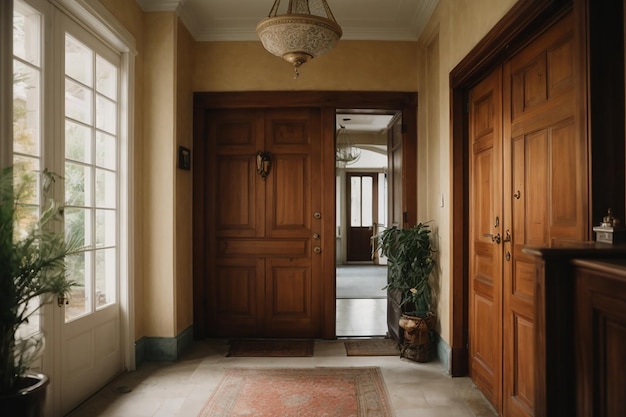 La porta d'ingresso della casa e un piccolo corridoio con altre porte