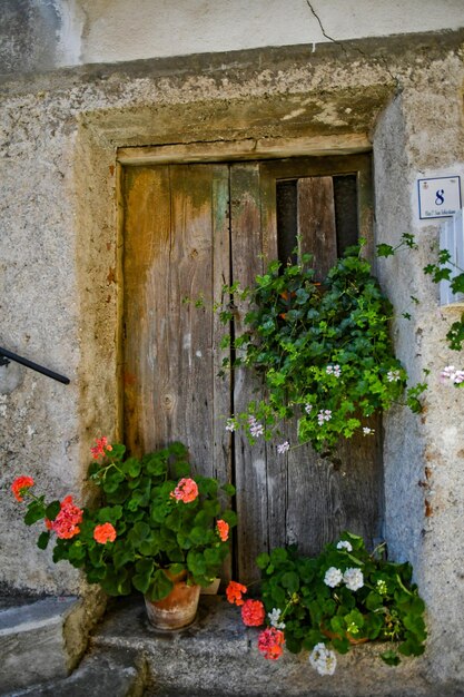 La porta d'ingresso di una caratteristica casa in una piccola città della Basilicata in Italia