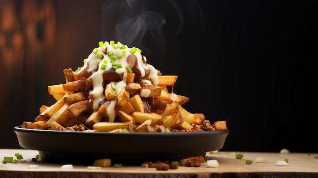 La poutine è un piatto di patatine fritte e formaggio cotta